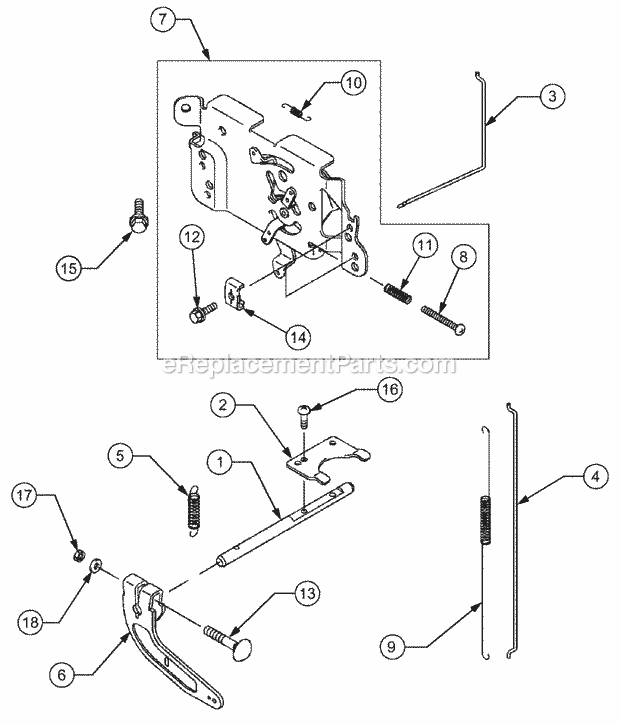 Engine Control Diagram and Parts List for 1529 13A-261H100 Cub Cadet Lawn Tractor